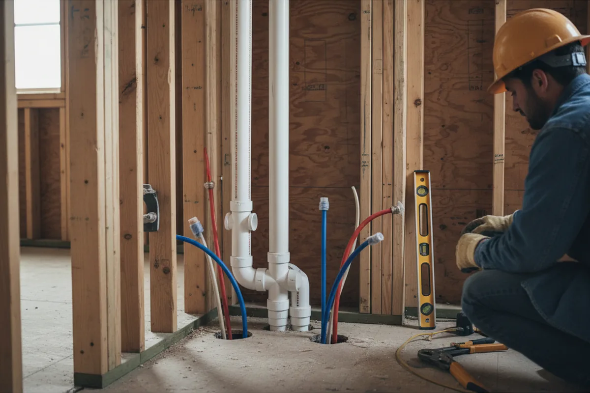 Drain and supply rough-in during Leak Detection in Harrisville