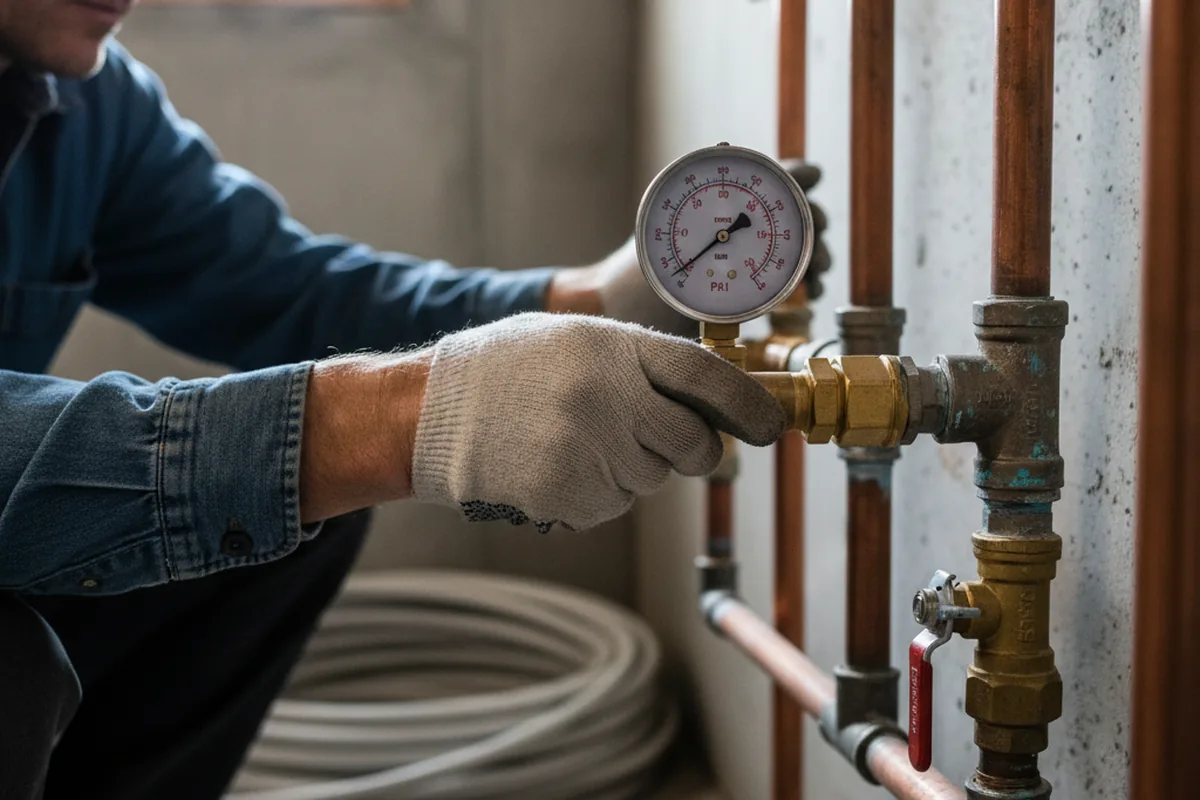 Pressure testing a repaired line during Water Line Repair in Harrisville